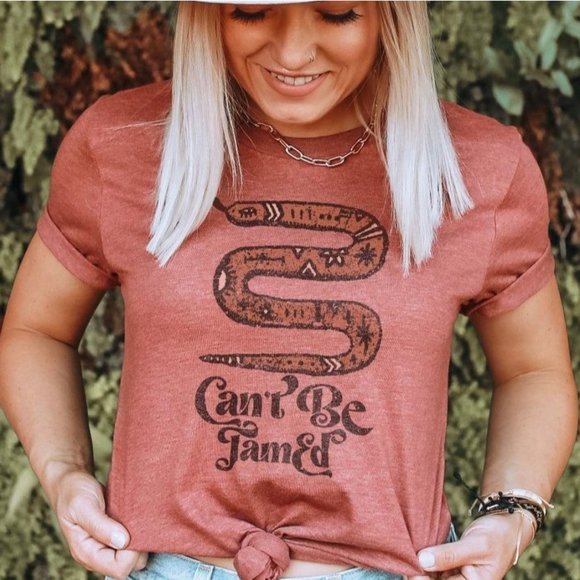 Whiskey Kiss Tops - CAN'T BE TAMED Handmade Graphic Tee